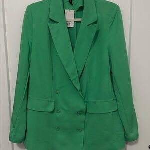H&M Emerald Green Double-Breasted Women's Blazer